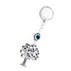 Evil eye tree of life keychain with blue nazar charm protective symbolic keyring